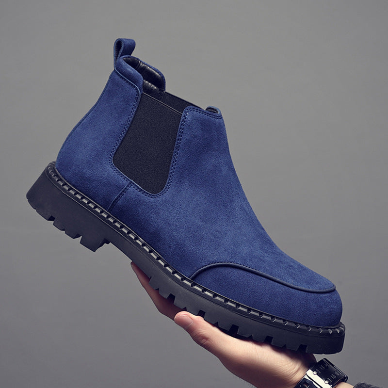 Men's Suede Ankle Boots, Lace-up Shoes with Platform
