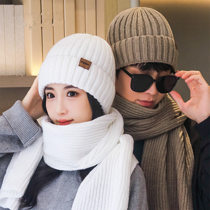 Unisex knit hats and scarf set, lined
