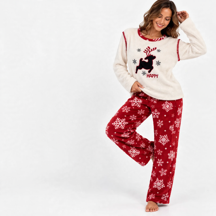 Christmas House Suit Set made of Flannel for Women