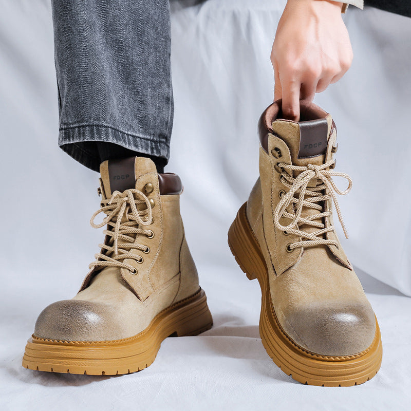 Padded men's work boots, vintage style
