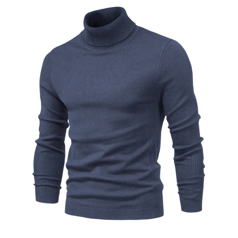 Men's turtleneck sweater, solid color, casual