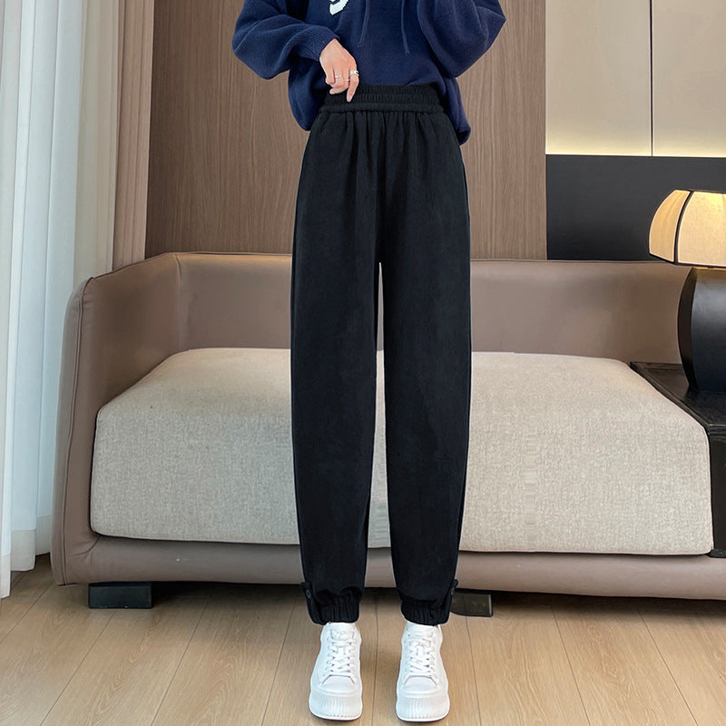 Padded cord jogger pants with cuffs