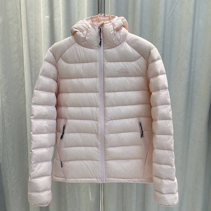 Light down jacket with hood, white duck down filling