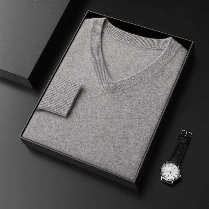 Men's Wool Sweater, V-Neck, Business Style