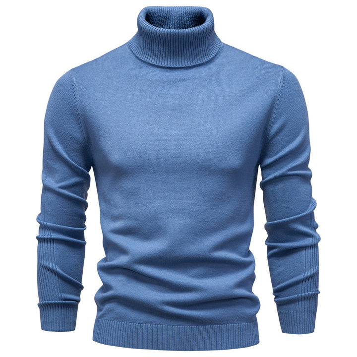 Men's turtleneck sweater, solid color, casual