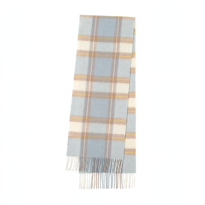 Checked scarf with fringes, 180x30cm