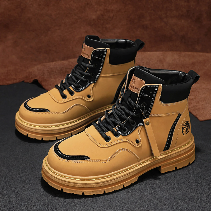Men's Boots, High-Top, Leather, Vintage Style, Winter