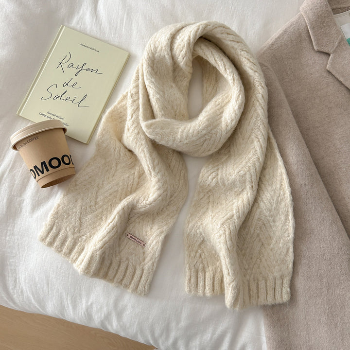 Alpaca wool blend scarf, knitted
