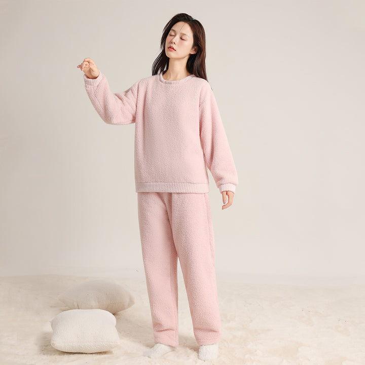 Warm, solid color lounge set for couples