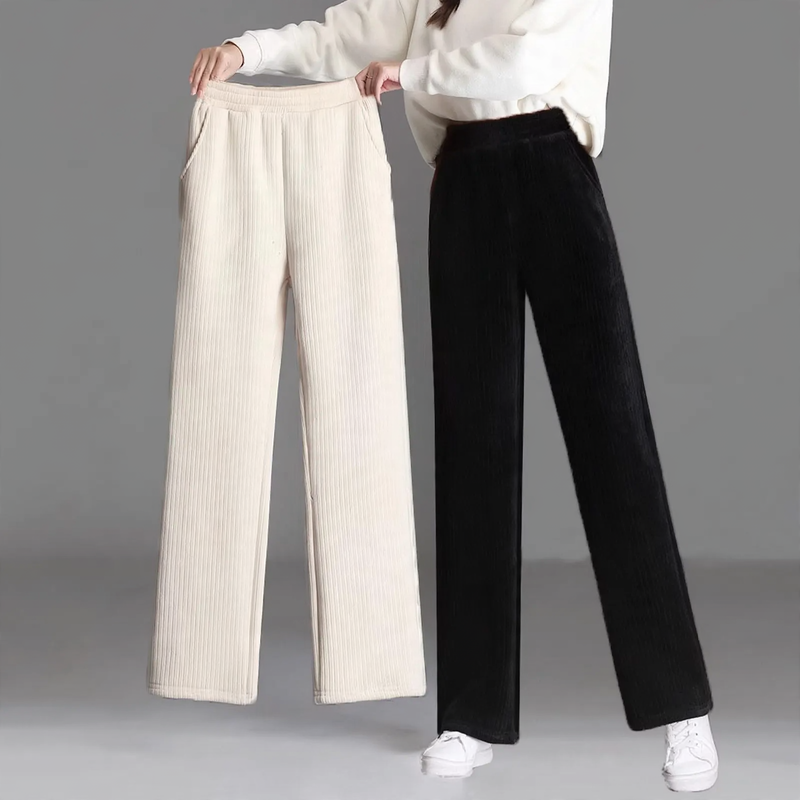 Fleece-lined corduroy pants for women