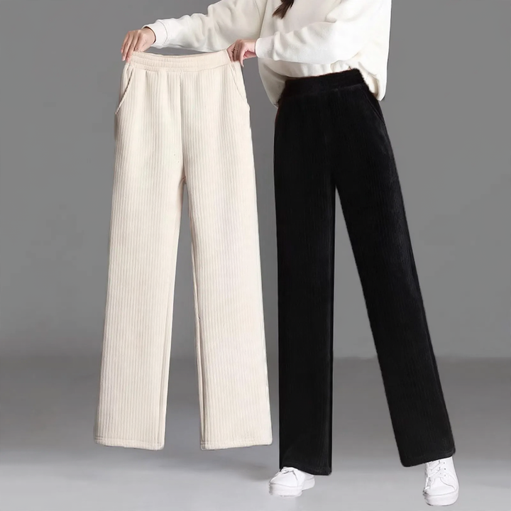 Fleece-lined corduroy pants for women