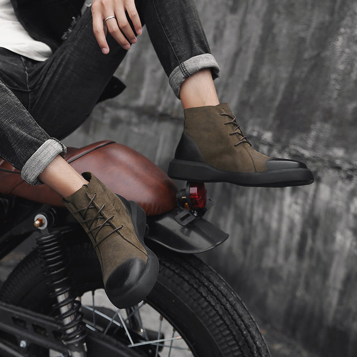 Men's leather ankle boots, sturdy