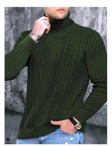 Men's turtleneck sweater, cable pattern, classic