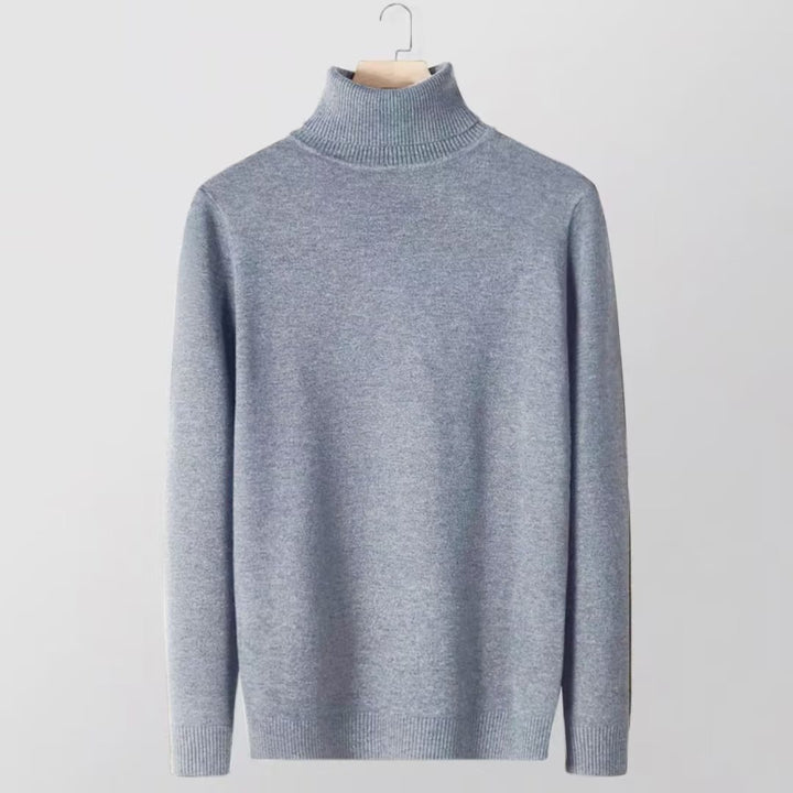 Men's knit sweater with high collar, slim fit