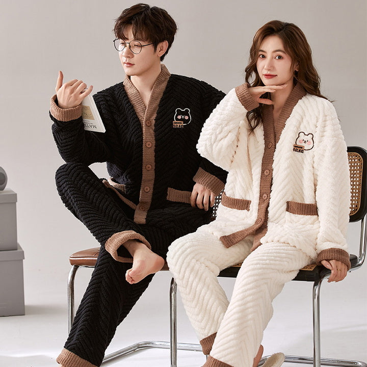Fluffy flannel loungewear for couples