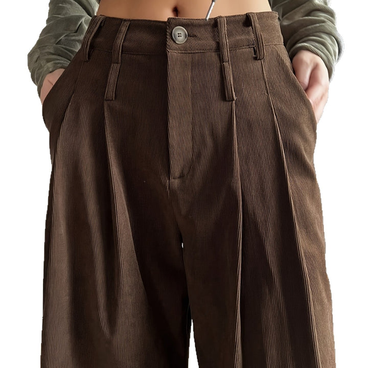Women's corduroy pants with wide leg and pleats