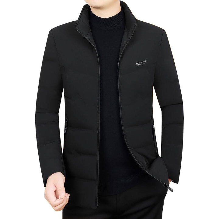 Men's down jacket with stand-up collar, white duck down