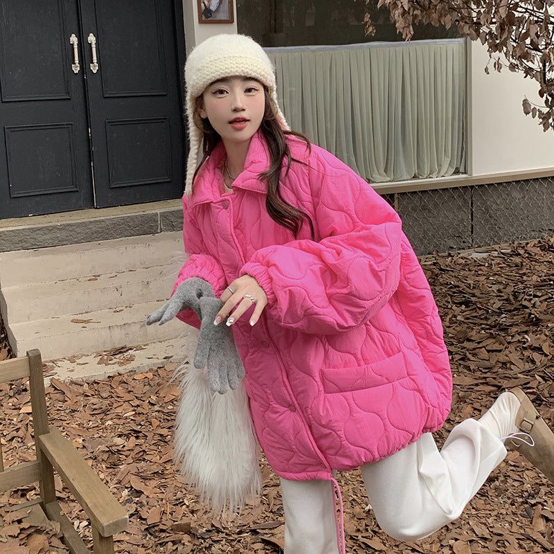 Quilted winter jacket with lamb fleece lining