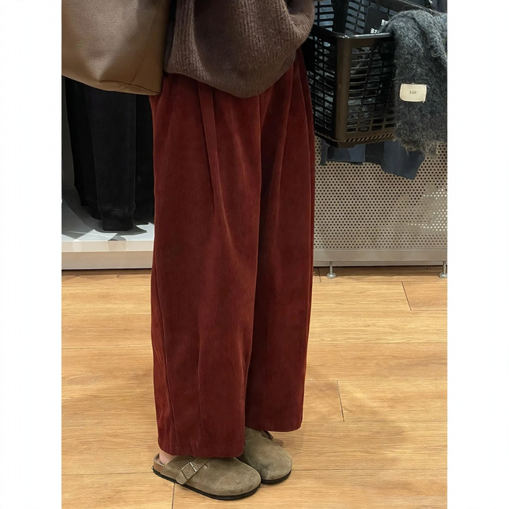 Women's corduroy pants, cropped, loose fit