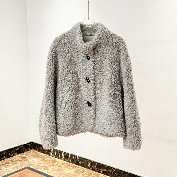 Women’s shearling imitation jacket with stand-up collar