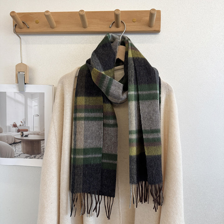Wool scarf with check pattern, 100% wool, 165x30 cm