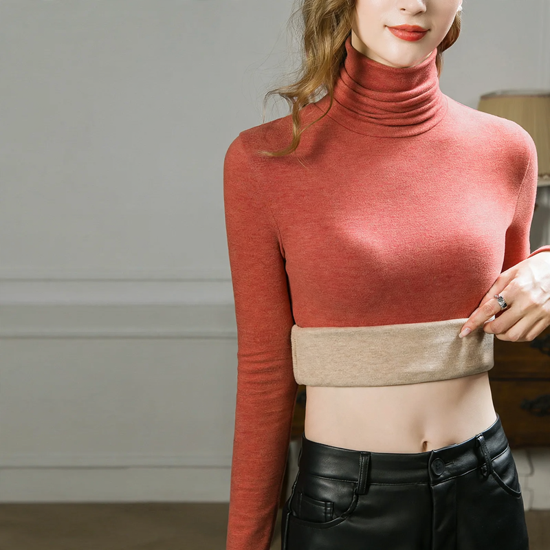 Women’s turtleneck undershirt with wool content and lining