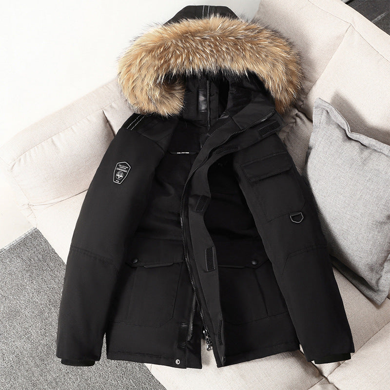 Padded men's down jacket with collar
