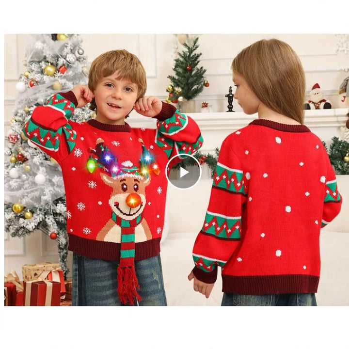 Christmas knitted sweater with jacquard pattern