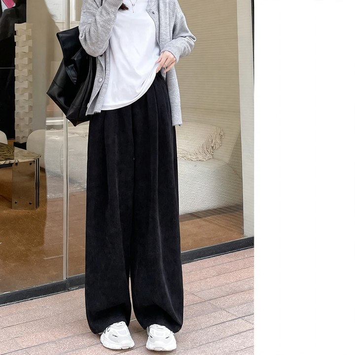 Padded cord wide pants in relaxed style