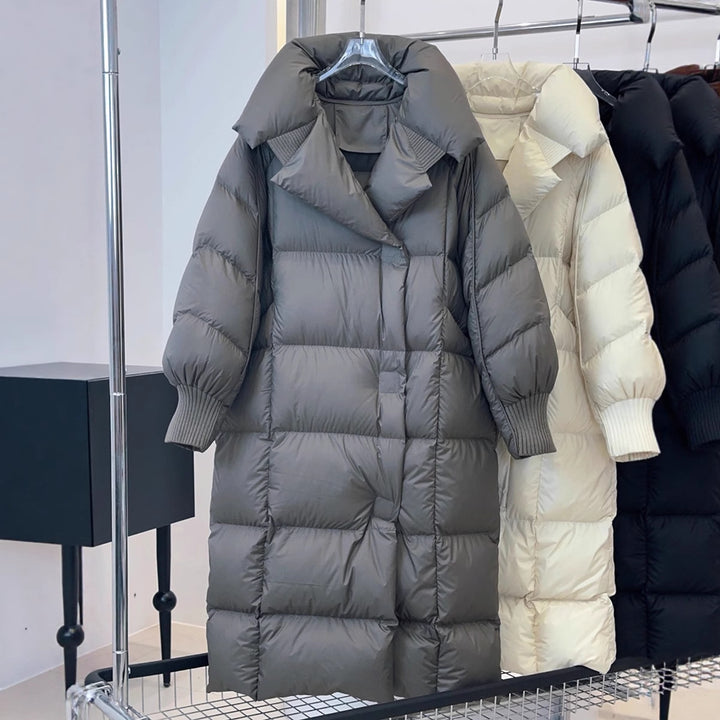 Longer, padded women's coat in plus size