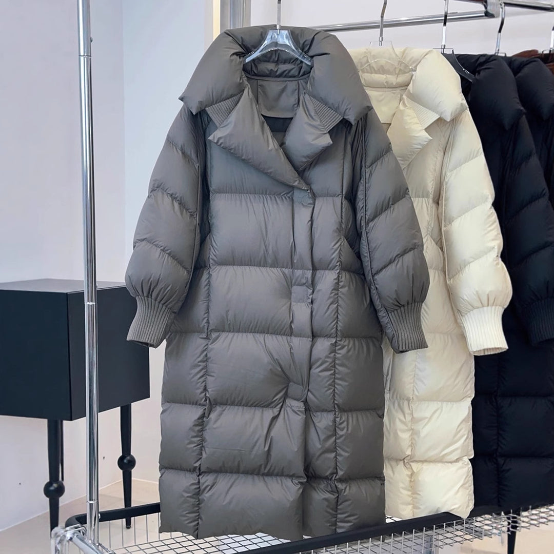 Longer, padded women's coat in plus size