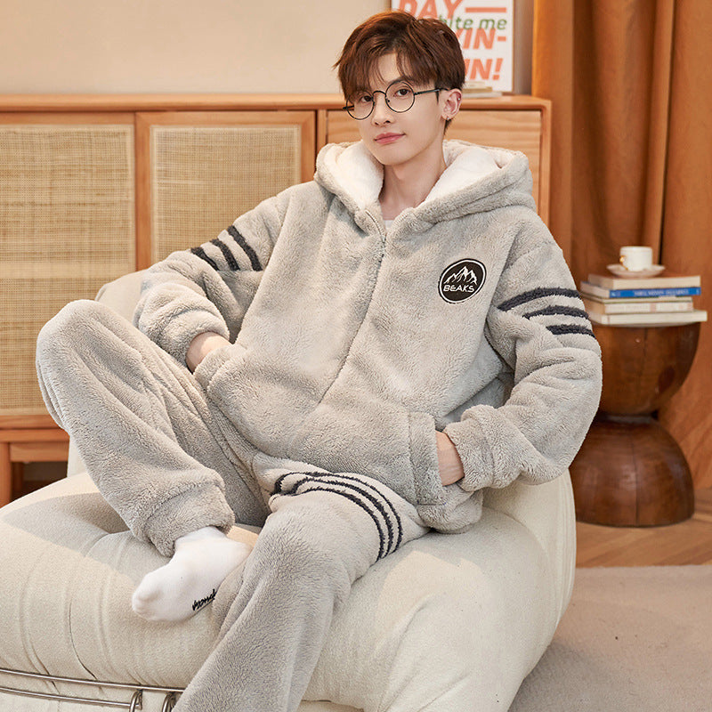 Warmer men's pajamas made of flannel, lined