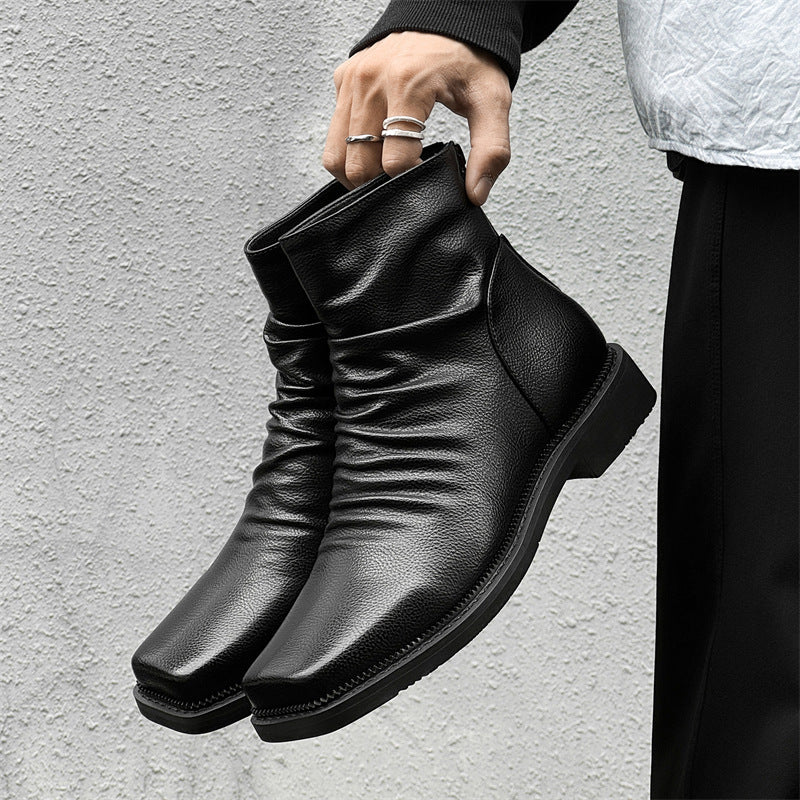 Men's ankle boots, British style, zipper at the back