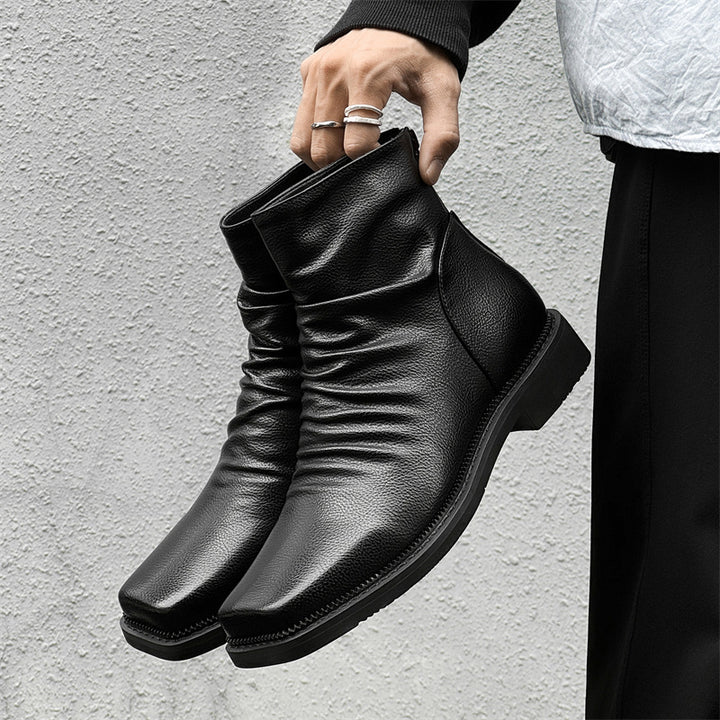 Men's ankle boots, British style, zipper at the back