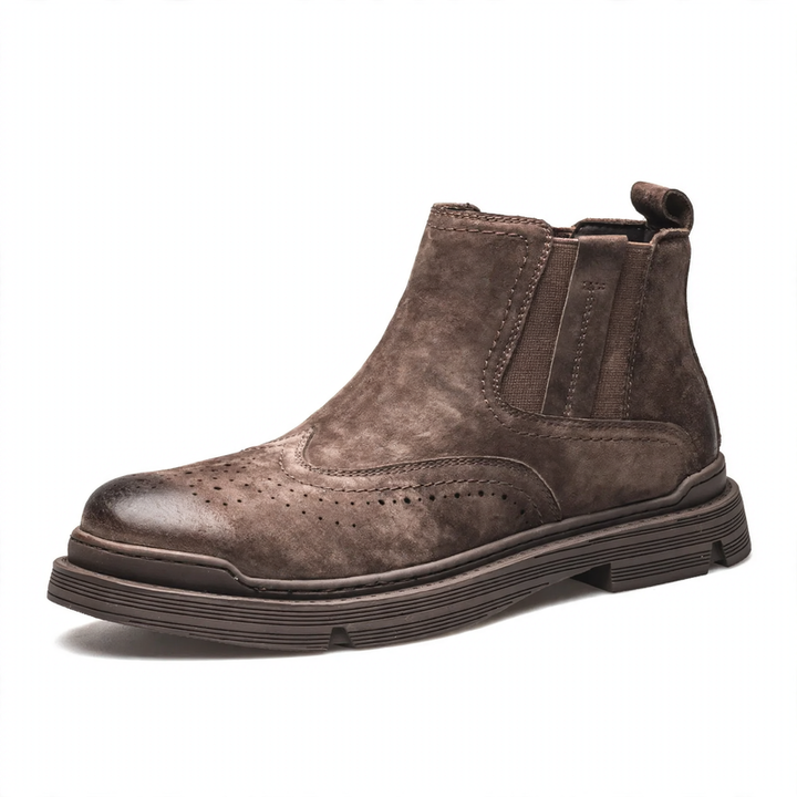 Men's Chelsea boots made of leather, lined, flat