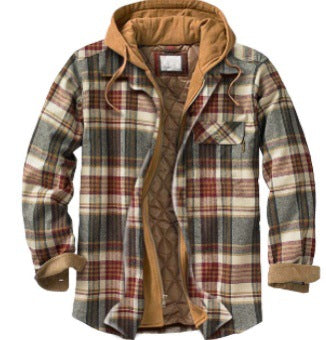 Men's hooded jacket, checked, padded