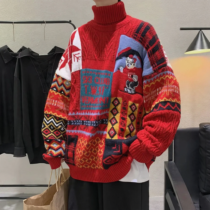 Warmer knitted sweater with turtleneck