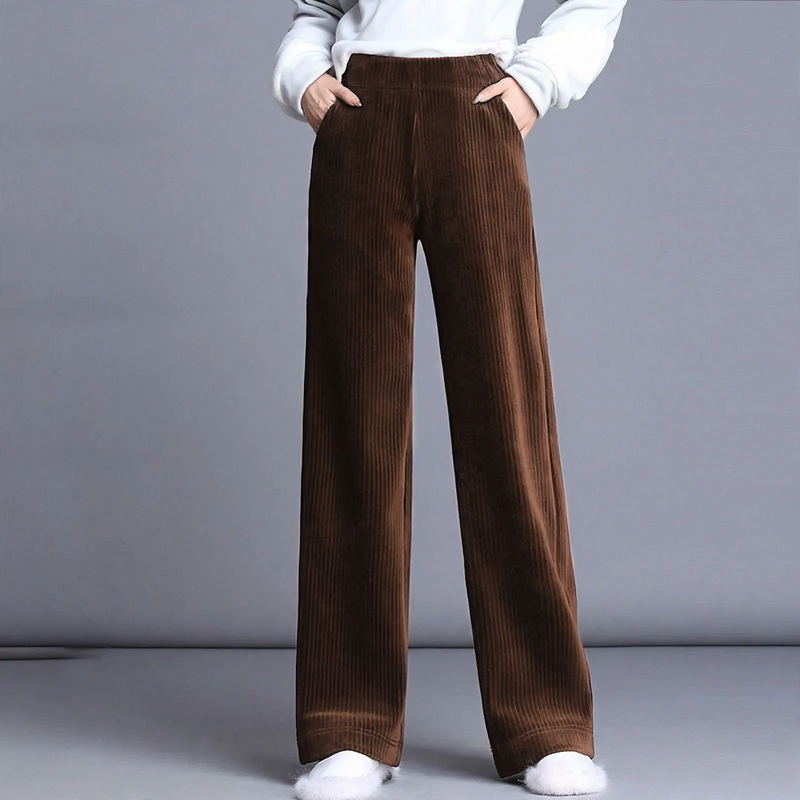 Fleece-lined corduroy pants for women