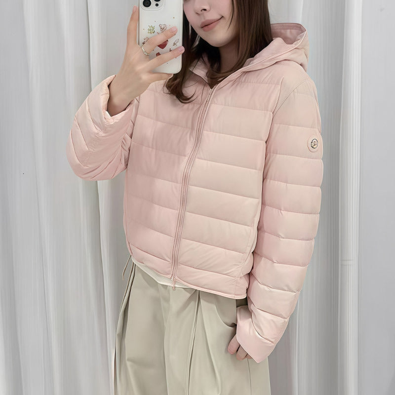 Light down jacket with hood, 90% goose down