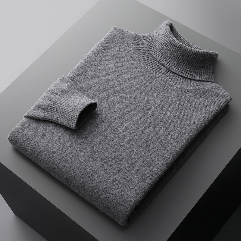 Men's wool pullover, turtleneck, 100% wool
