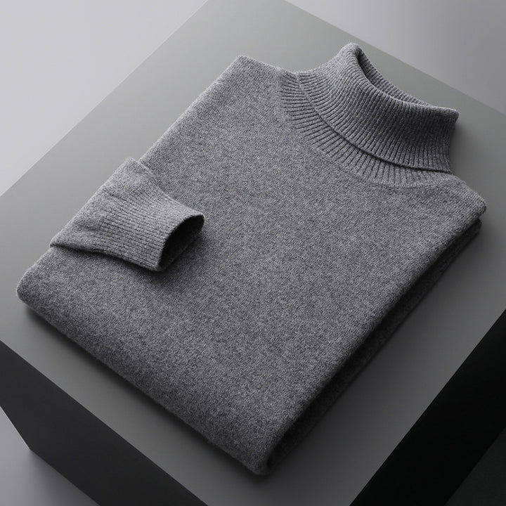 Men's wool pullover, turtleneck, 100% wool