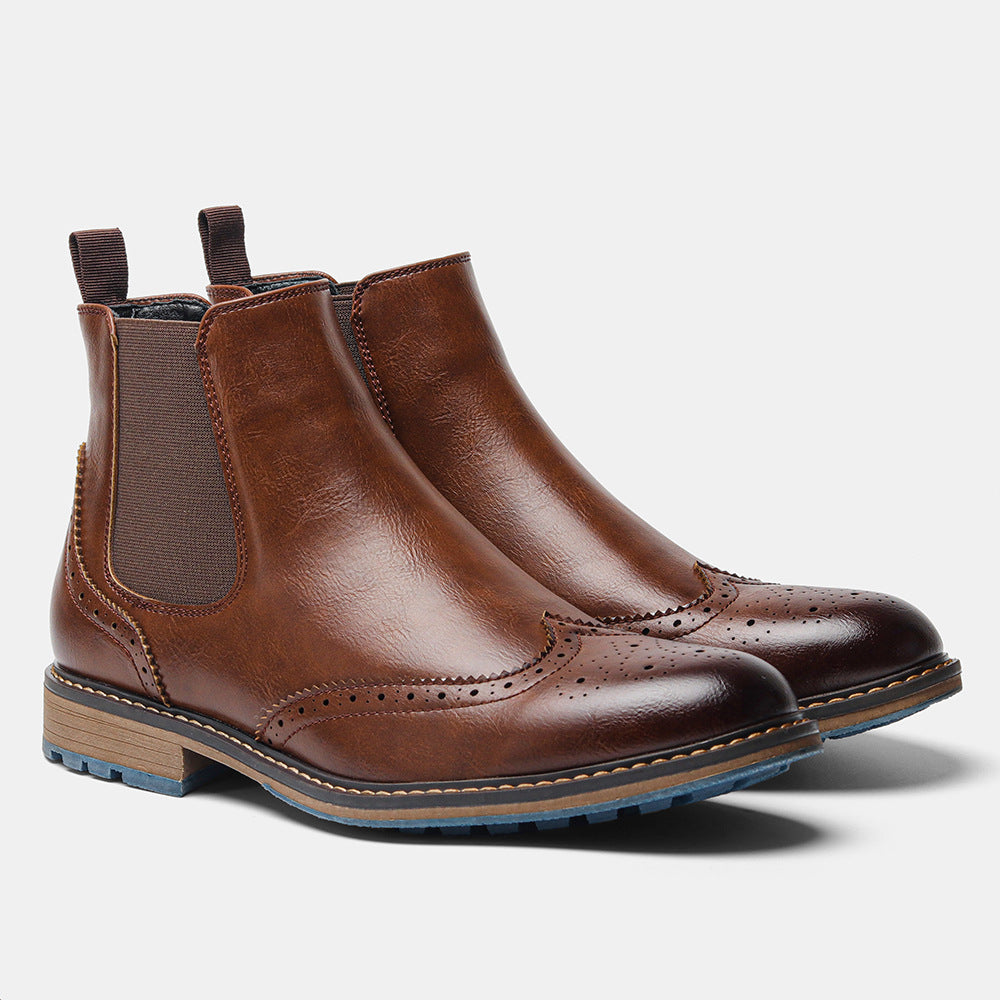 Men's Chelsea Boots, Brogue Design, Breathable