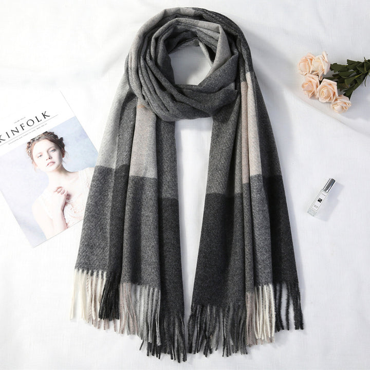 Long scarf in plaid pattern, warm winter accessory
