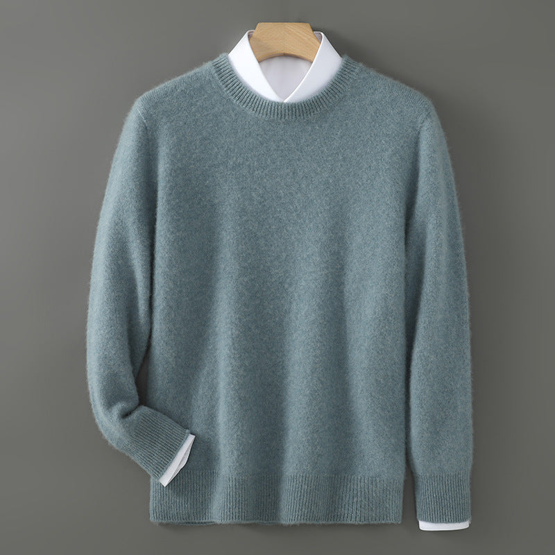 Men's Wool Sweater, Crew Neck, Solid Color, Business Casual