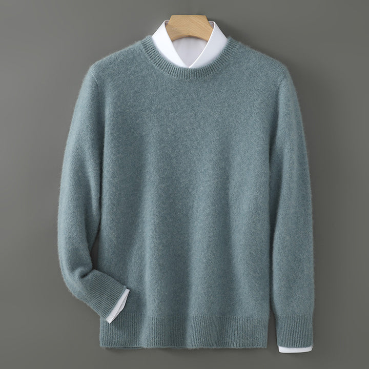 Men's Wool Sweater, Crew Neck, Solid Color, Business Casual