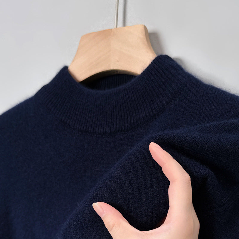 Men's knit sweater with stand-up collar, long-sleeved