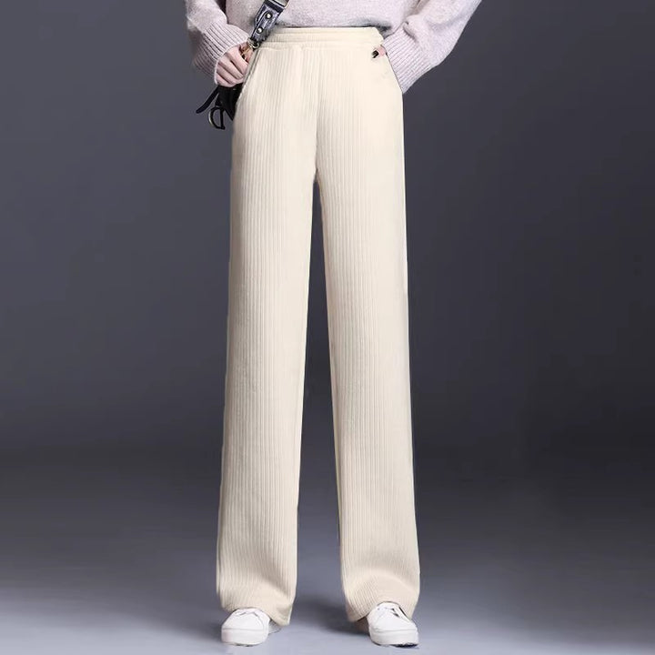 Fleece-lined corduroy pants for women
