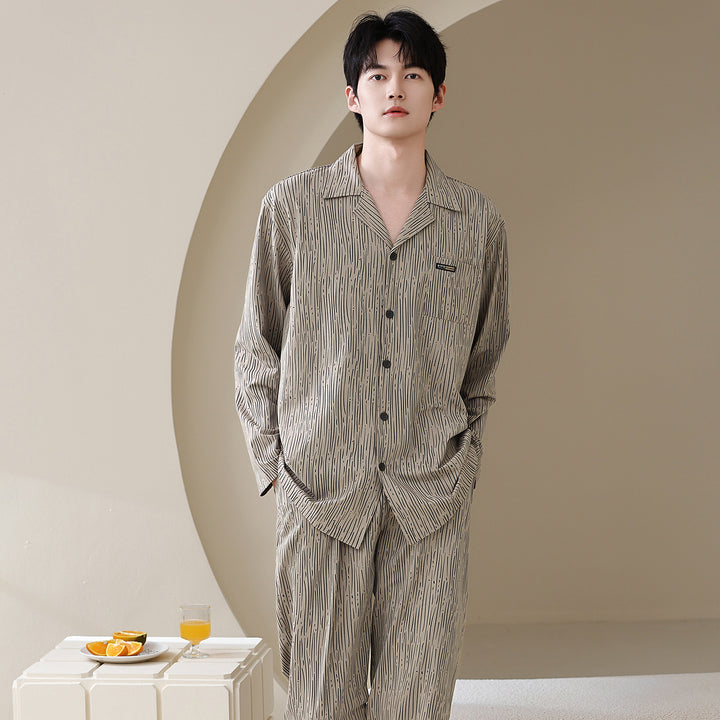Men's Pajama Set, Cotton, Long Sleeve, Classic