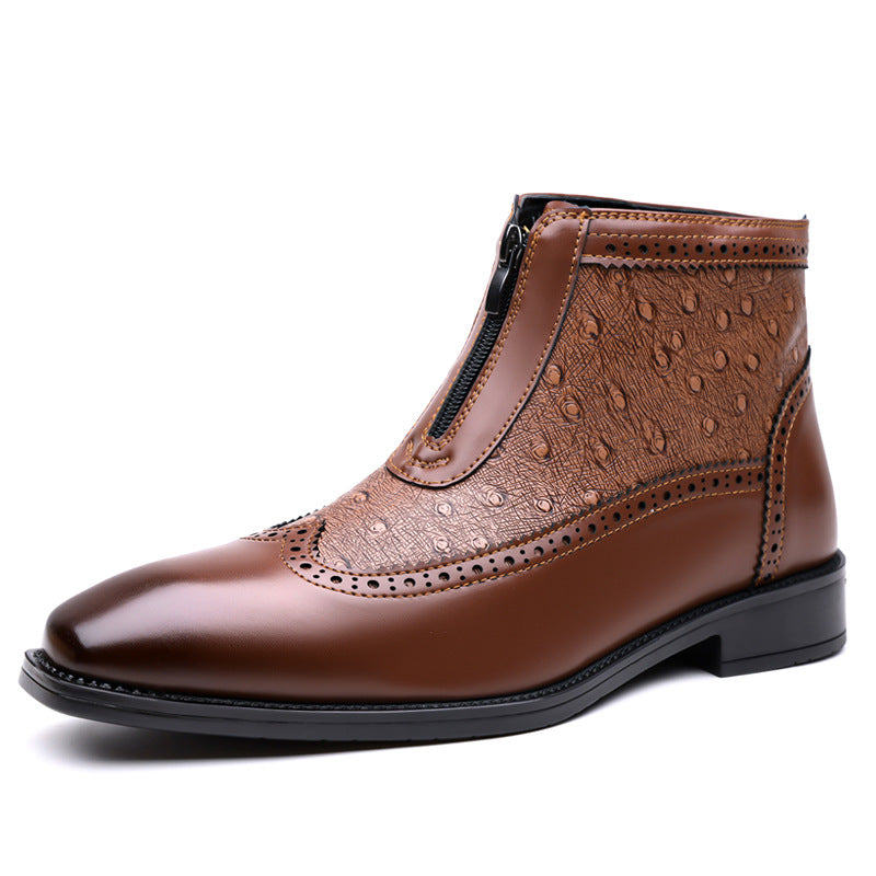 Men's Chelsea Boots with Embossing, Zipper