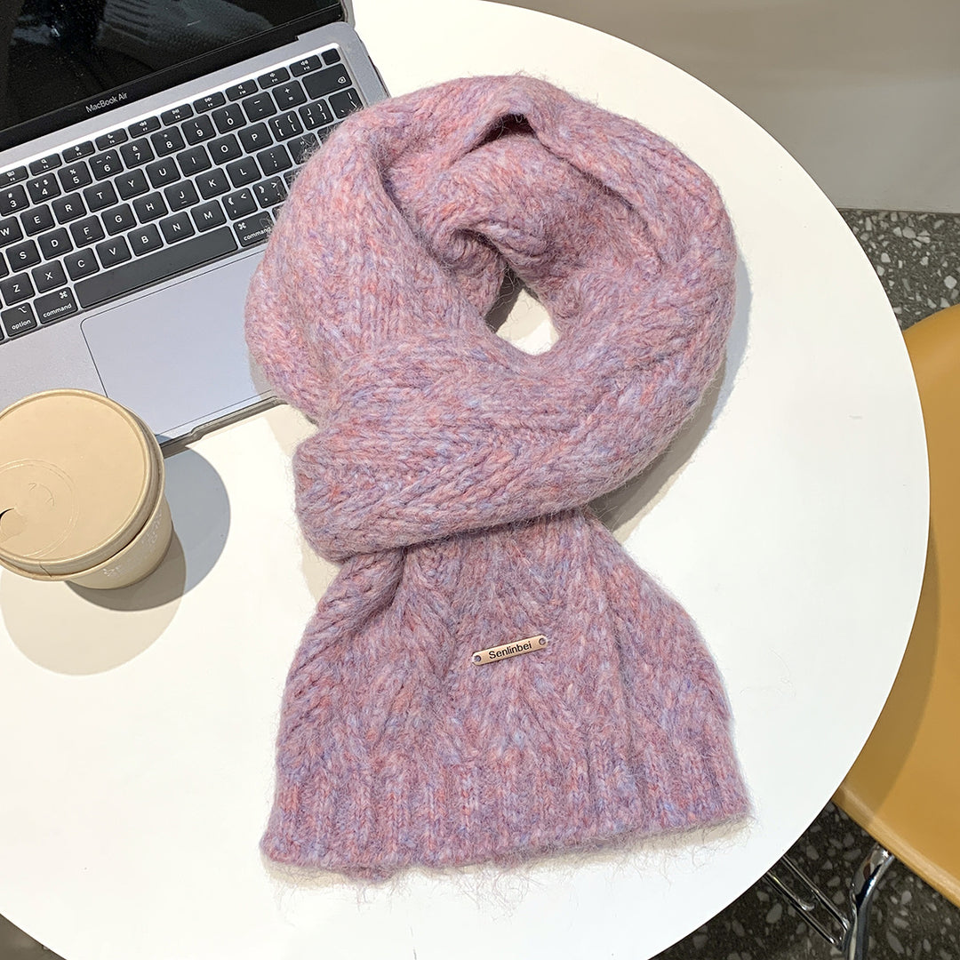 Alpaca wool knitted scarf, warm and soft, 24x165 cm